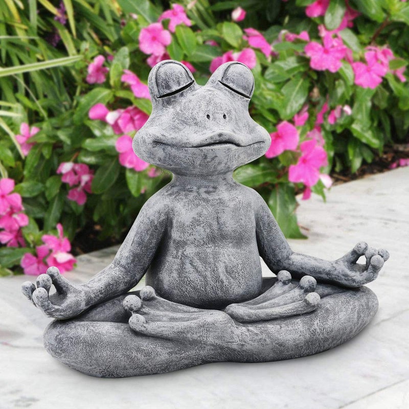 Goodeco 12.5" LÃ—10" H Meditating Yoga Frog Statue - Gifts for Women/Mom, Zen Garden Frog Figurines for Home and Garden Decor, Frog Decorations Gift Ideas, Frog Gifts for Women - Image 1